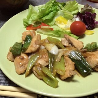 まるで焼き鳥！鳥と白ネギの甘辛炒め